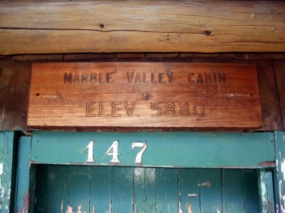 Marble Valley Cabin sign