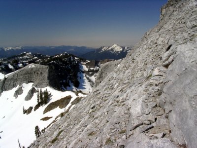 Climbing route on south face of Marble Mountain