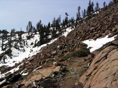 Snow along pct near East Boulder lake