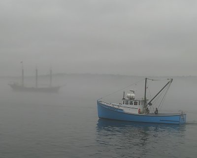 Halifax Fog Two Ships Passing in the Day