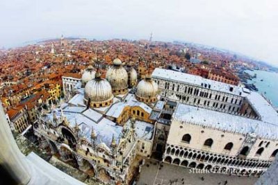 Venice:  Fisheye over St Marks and the Doge's Palace