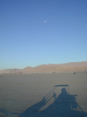 headache shadow and moon facing gate @ morning light