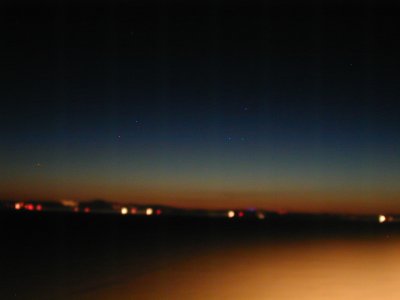 headlights sunset
