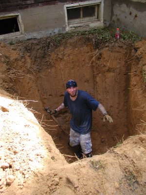 Forrest Likes His Pre-Dug Sewer Access Hole