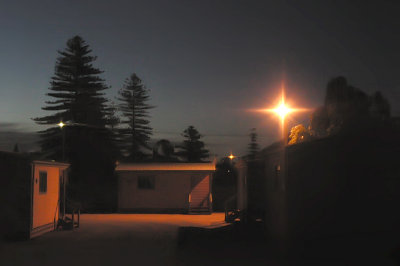 Cabin park at night. Port Pirie, Australia