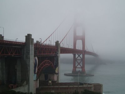 Bridge hidden in Fog