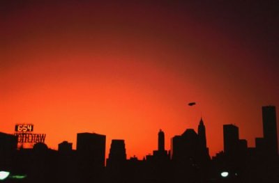 Manhattan Skyline Silhouette at Sunset