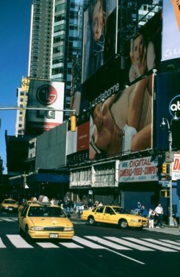 Billboards and Cabs in Times Square