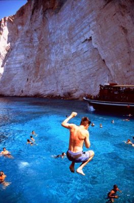 Man Jumping off a Boat, Zakynthos