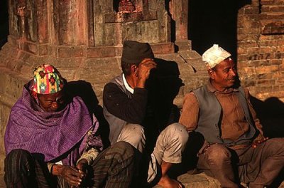 Three old men in Bakhtapur