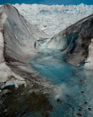 In the summer, there is water flowing everywhere on the Mendenhall Glacier