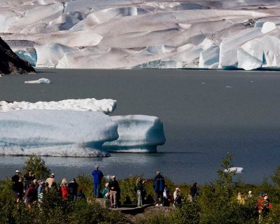Visitors flock to Photo Point for Mendenhall Glacier photo opportunities