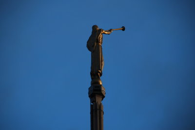 The Angel Moroni on top of the Seattle, Washington Temple