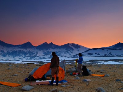 camp setup at Upper Basin