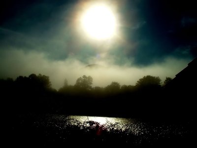 Sun, Fog, Mountains and River