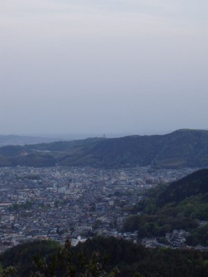 Taken during a hike with Mike Rosen up in the Higashiyama.  Looking west over the Kyoto valley.