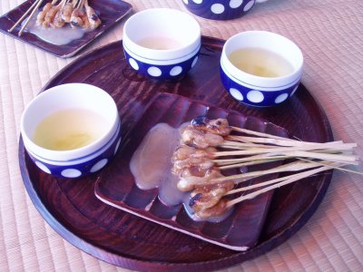 Aburimochi and green tea