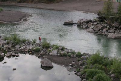 Boy fishing in Oregon