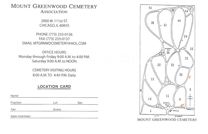 Mount Greenwood Cemetery Layout