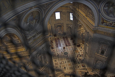 Looking down inside St Peter's dome