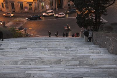 Looking down the steps