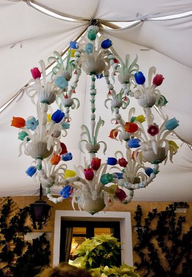 Chandelier in the covered tea room