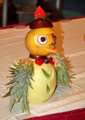 Fruit carving - bird