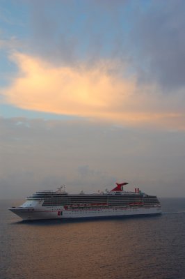 Carnival Miracle cruise ship in early morning