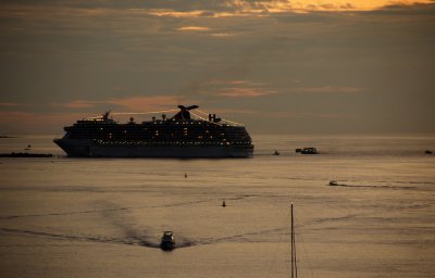 Carnival ship at dusk