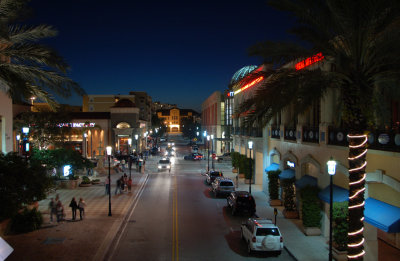 Night view of City Place in Palm Beach, Florida