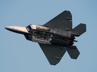 US Air Force F-22 raptor with open bomb bay