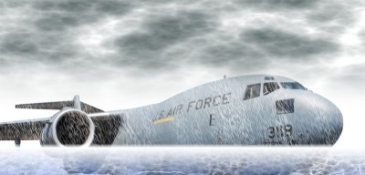 Sinking C-17 Globemaster military transport plane