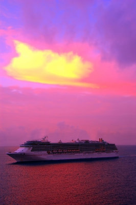 Firy sunset over the Caribbean