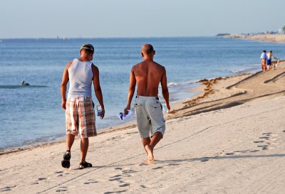Gay couple on beach