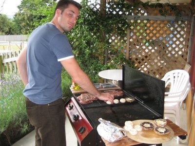 Marco BBQ'ing while Thomas was making tacos