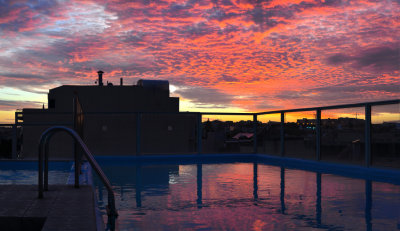 swimming pool sunset