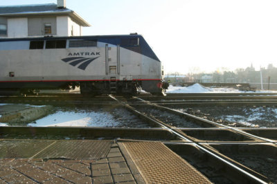 Amtrak train leaving Joliet, IL