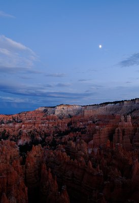 Moon on a Bryce Amphitheater at Dusk