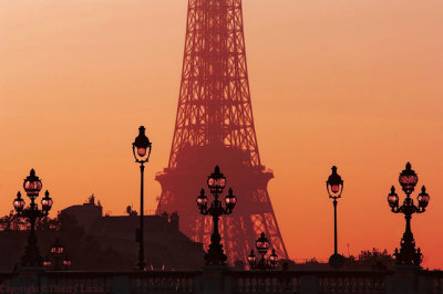 Alexandre III bridge and Tour Eiffel sunset