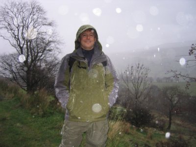 Mitch models his new waterproof duds