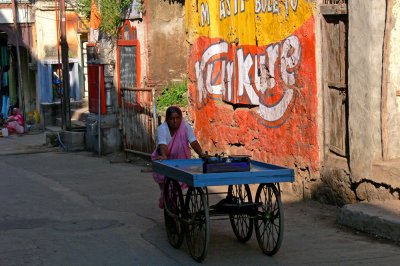 Woman with cart