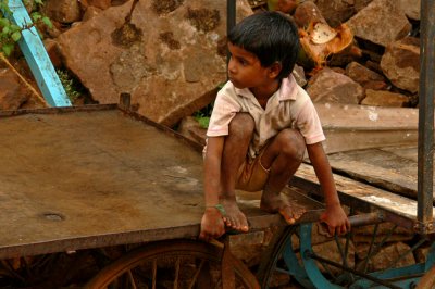 Boy on cart