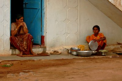 Doing dishes in Hampi