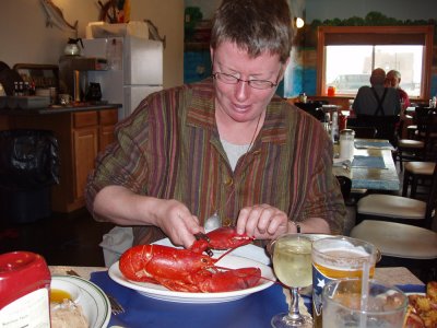 Mo enjoying tasty lobster