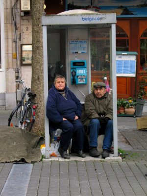 Couple in phone booth