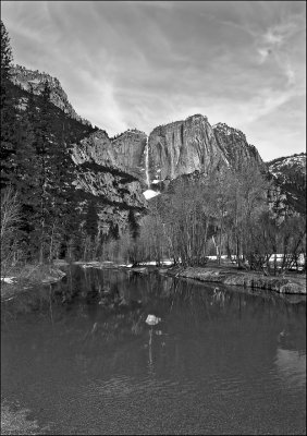 Yosemite Falls w/Reflection: BW version