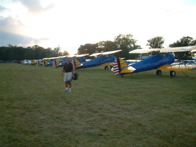 Rick with a row of Stearmans