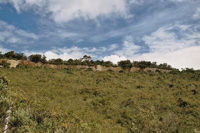 Kuelap lies along the summet of a mountain crest, more than a km in length