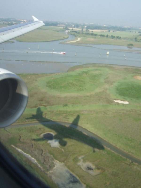 Landing at Marco Polo Airport in Venice, Italy