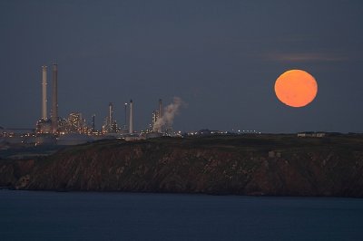 Moonrise over Milford Haven Refinery
